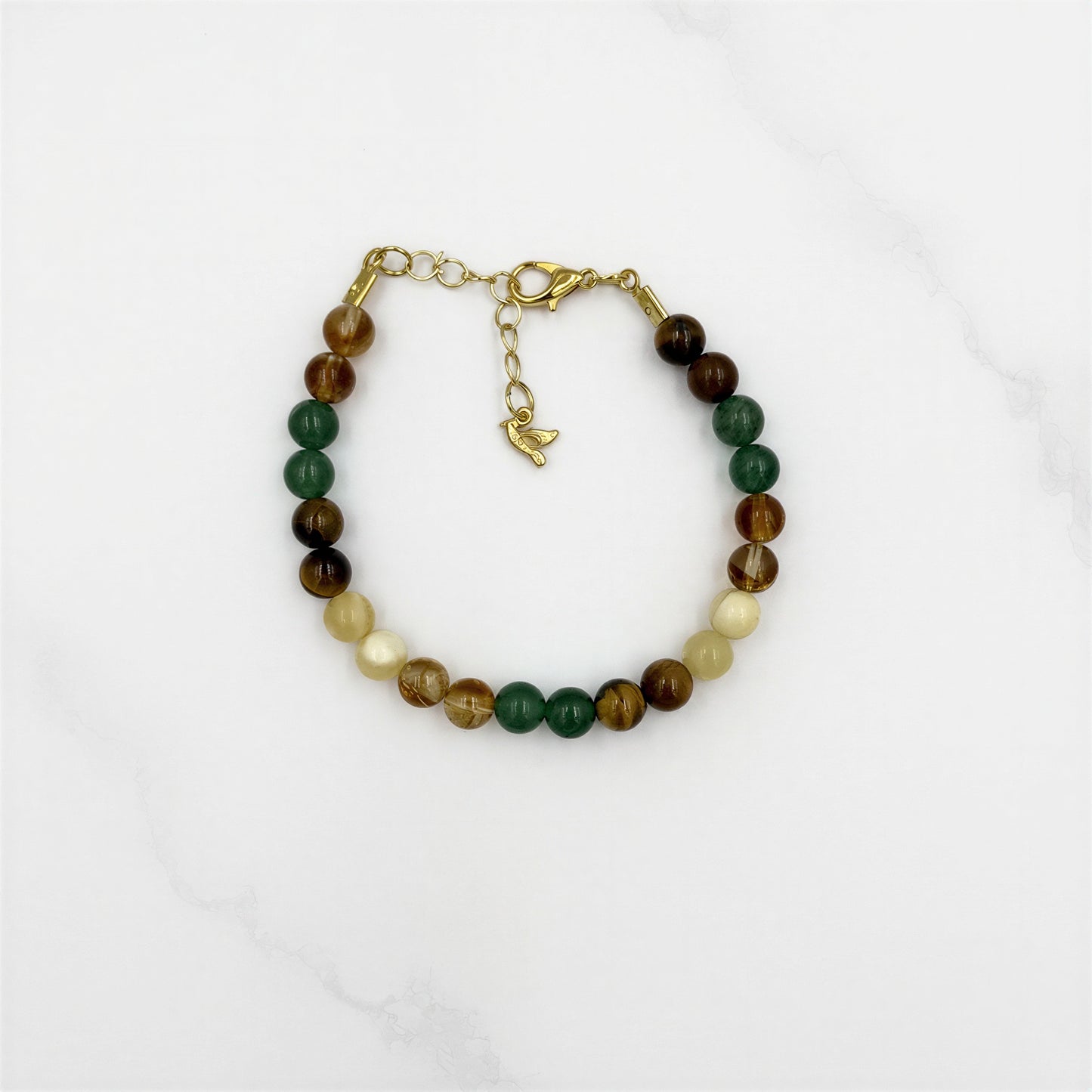 Golden Flow – Sitrin, Kaplan Gözü, Kalsit & Aventurin Doğal Taş Bileklik