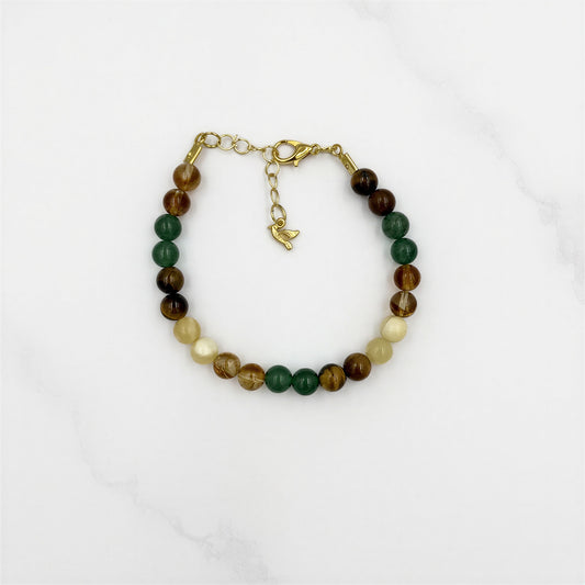 Golden Flow – Sitrin, Kaplan Gözü, Kalsit & Aventurin Doğal Taş Bileklik