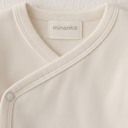 Minanka Organik Pamuk Uzun Kollu Yenidoğan Zıbın – Krem